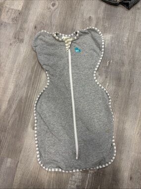 Love to dream Gray Swaddle Sleep Sack with White Trim